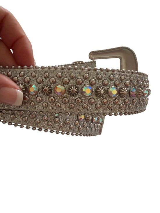 Western-style Rhinestone Belt Glitter Silver Size 32-39 Cowboy Statement Bling main image 7